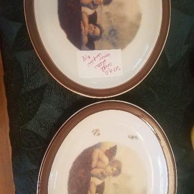 Set of 2 Homer Laughlin Oval Angel Plates