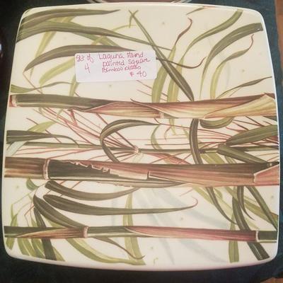 Set of 4 Square Bamboo Plates by Italian Ceramics Company
