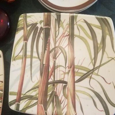Set of 4 Square Bamboo Plates by Italian Ceramics Company