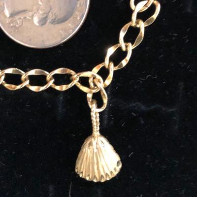 14kt & 10kt Gold Charm Bracelet Gloucester MA Estate MAW Shell etc