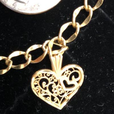  14kt & 10kt Gold Charm Bracelet Gloucester MA Estate MAW Shell etc