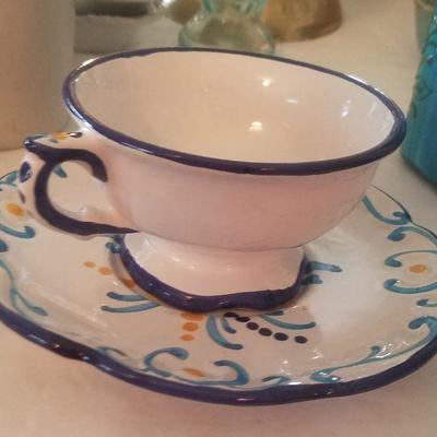 Porta Vestal Cup & Saucer Set Hand Painted