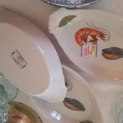 Set of 4 Majilly Designs AuGratin Bowls Shrimp Pattern
