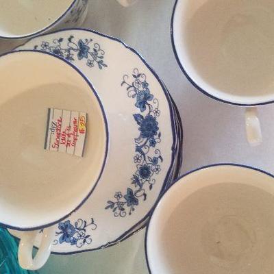 Set of 5 cups and saucers Sangostone Blue Classic