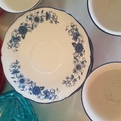 Set of 5 cups and saucers Sangostone Blue Classic