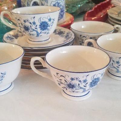 Set of 5 cups and saucers Sangostone Blue Classic