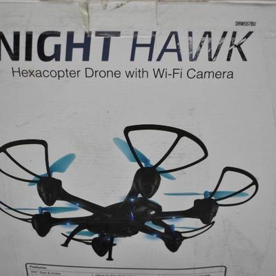 Night Hawk Hexacopter Drone with Wi-Fi Camera. 1 Blade Doesn't Spin. Complete