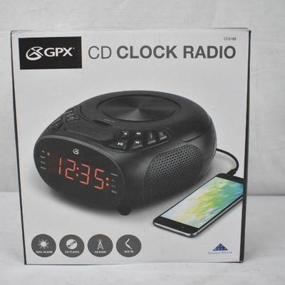 GPX CD AM/FM Clock Radio with 1.2