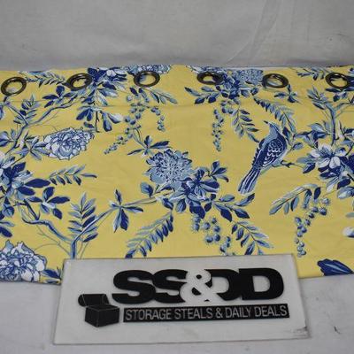 2x Yellow/Blue/White Floral Curtains Blackout Grommet 38