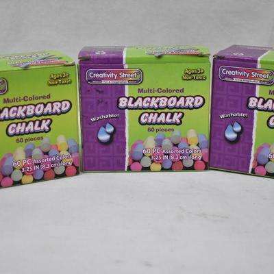 Blackboard Chalk, Assorted Colors - 60 per box, 3 boxes, some broken