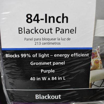 Purple Blackout Energy Efficient Grommet Panel. New, black marker spots