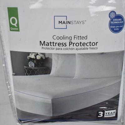 Queen Size Mainstays Cooling Comfort Fitted Mattress Protector, warehouse dirt