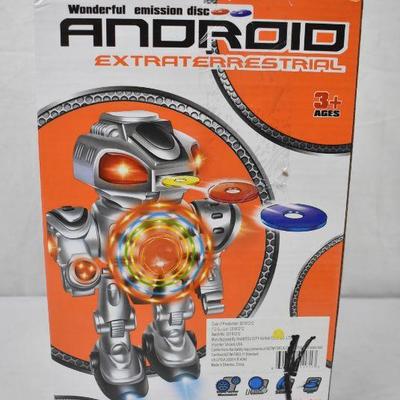 Super Android Toy Robot w/ Disc Shooting Walking, Lights & Sound, DOES NOT SHOOT