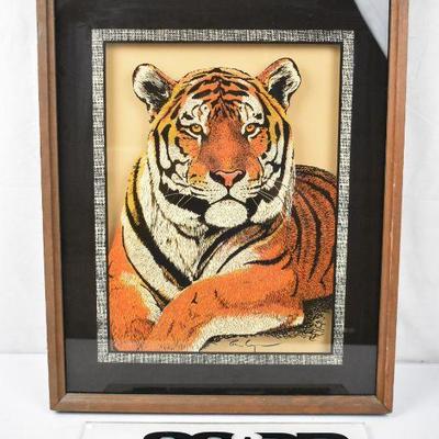 Framed Glass Tiger Artwork, 17