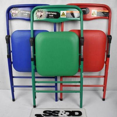 Child Size Folding Chairs, Red/Green/Blue