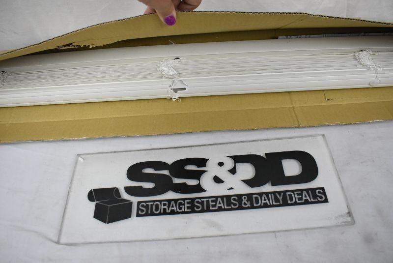 Mainstays 1" Cordless Blinds, White, 36x64" Damaged, missing hardware