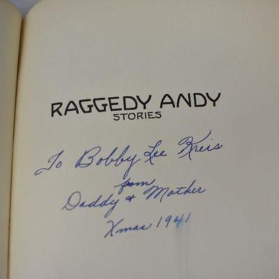 Hardcover Raggedy Andy Stories Book by Johnny Gruelle, Antique 1920
