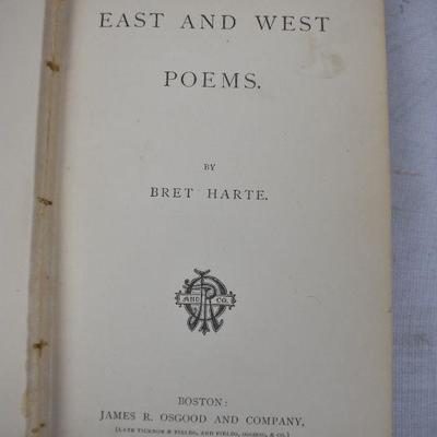 Hardcover Book: East & West Poems by Bret Harte, Antique 1871