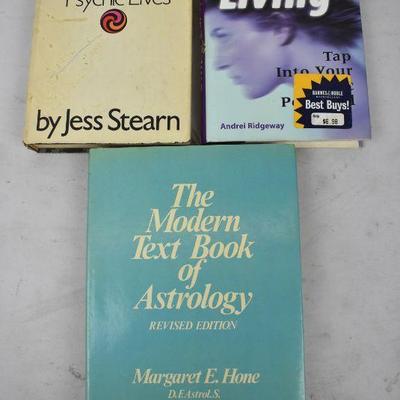 3 Hardcover Books: The Search for a Soul, Psychic Living, & Astrology