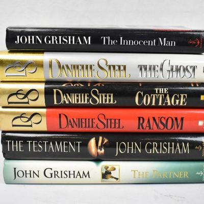 6 Hardcover Fiction Books: 3 John Grisham & 3 Danielle Steele