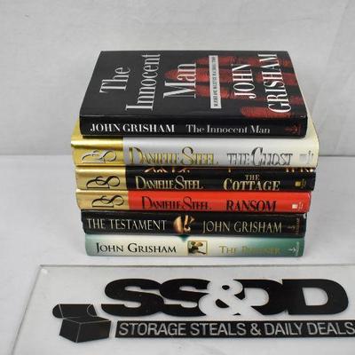 6 Hardcover Fiction Books: 3 John Grisham & 3 Danielle Steele