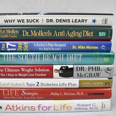 8 Hardcover Books: Self Help: Denis Leary -to- Atkins
