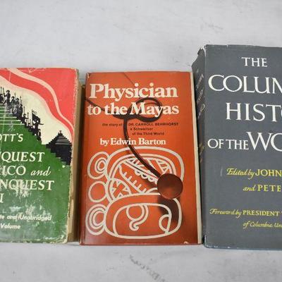 3 Hardcover Books: History: Mexico/Peru, Mayas, Columbia, Vintage