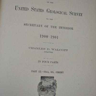 Antique 1902: Large Hardcover Book: United States Geological Survey 1900-1901