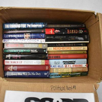 21 Hardcover Books: The Turning Tide -to- Ribbon of Sand. Political Box #1