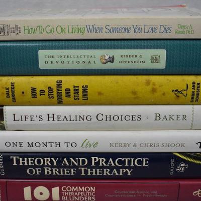 14 Self Help Books (13 are hardcover): How to go on Living -to- Presence
