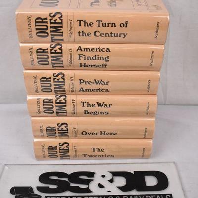 6 Hardcover Non-Fiction Books: Our Times, by Sullivan, Volumes I-VI Vintage 1971