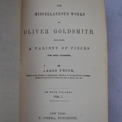 4 Hardcover Books: Goldsmith's Works, Volumes I-IV, Antique 1887