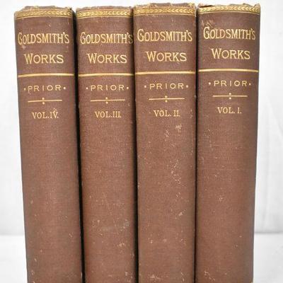 4 Hardcover Books: Goldsmith's Works, Volumes I-IV, Antique 1887