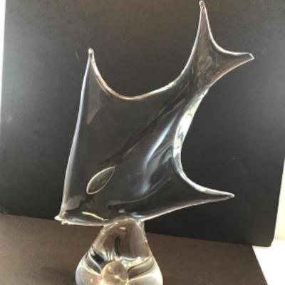 Signed Glass Sculpture - Fish