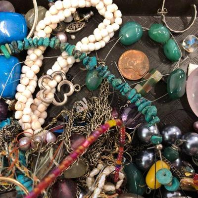 Huge 2.5 lb lot of antique/vintage findings, beads, crystal, some sterling etc.