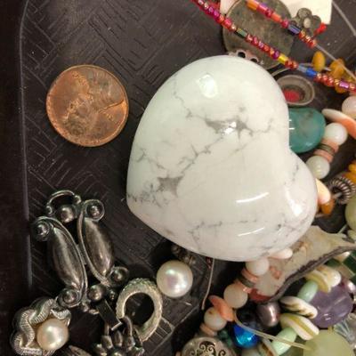 Huge 2.5 lb lot of antique/vintage findings, beads, crystal, some sterling etc.