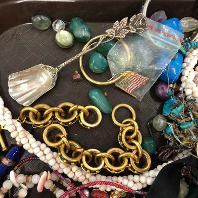 Huge 2.5 lb lot of antique/vintage findings, beads, crystal, some sterling etc.