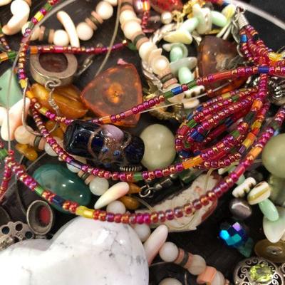 Huge 2.5 lb lot of antique/vintage findings, beads, crystal, some sterling etc.