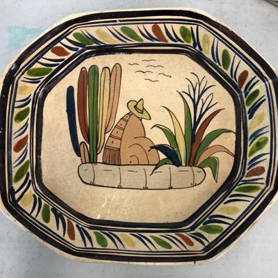 Authentic Antique Mexican Pottery Hand Painted Bowl