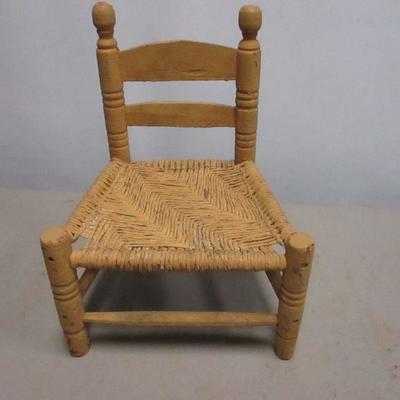Lot 11 - Wooden Child's Or Doll Chair With Wicker Seat