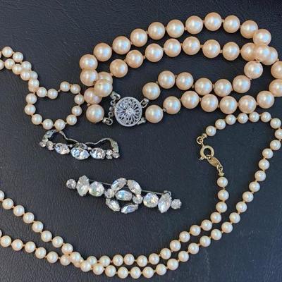 Lot Of Vintage Pearl and Rhinestone Jewelry