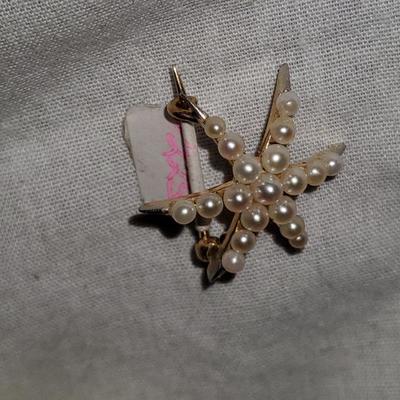 14K and Pearl Star Pin