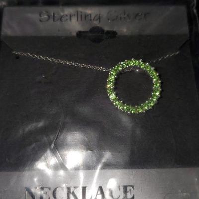 Sterling Silver Green Necklace 