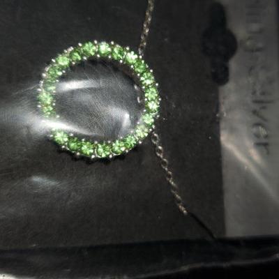 Sterling Silver Green Necklace 