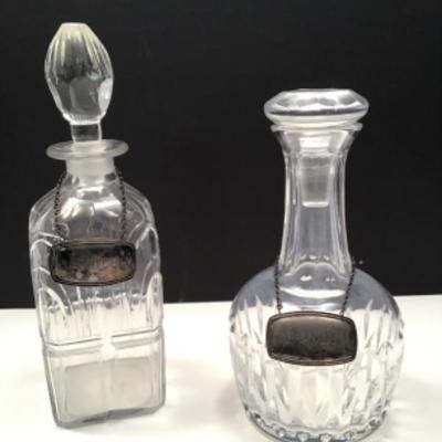 2 VTG Crystal Liquor Decanters inc. Stoppers and SP Labels