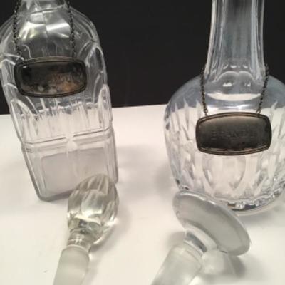 2 VTG Crystal Liquor Decanters inc. Stoppers and SP Labels