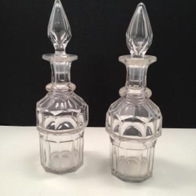 2 Crystal Decanters with Stoppers x Vintage