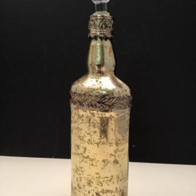 Silver Mirror Glass Bottle with Stopper