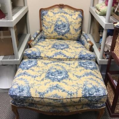 Custom made Calico Corners Oversized Chair, Ottoman and Matching Drapes