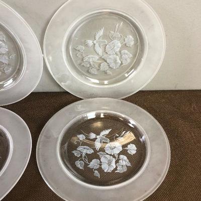 Lot #16 Etched Glass Hummingbird Plates 